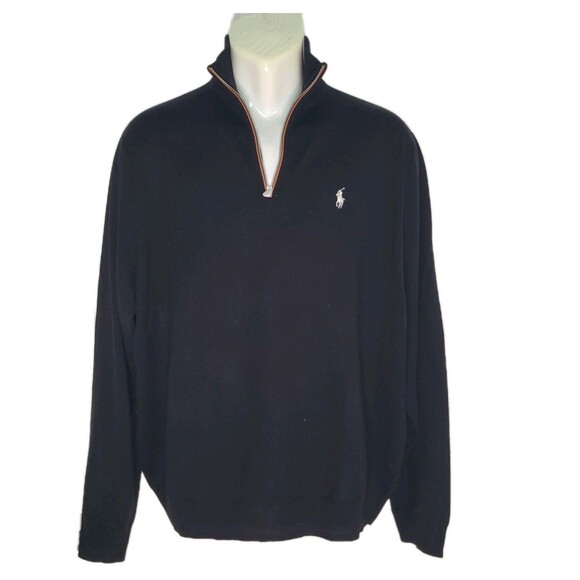 Polo Golf Ralph Lauren mens black 1/2 Zip Merino Wool Sweaterpullover XLNEW